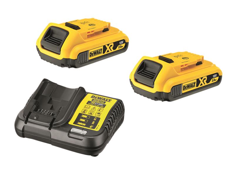 DeWALT Power Tools - 18v x2 2.0ah Batteries &amp; x1 Charger Pack