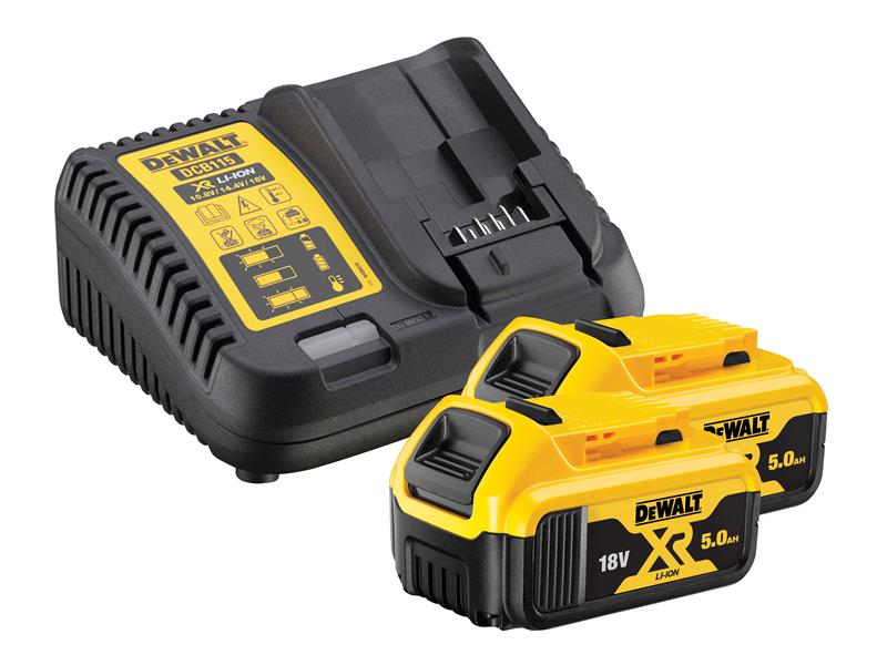 DeWALT DCB184B2C 18v XR Charger &amp; Battery Kit - x2 5.0Ah Li-ion &amp; x1 Charger