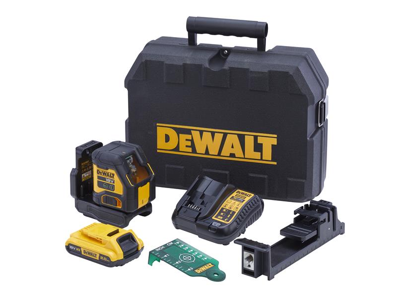 DeWALT Power Tools DCLE34021D1 XR Compact Cross Line Green Laser 18V 1 x 2.0Ah Li-ion DEWDCL34021D