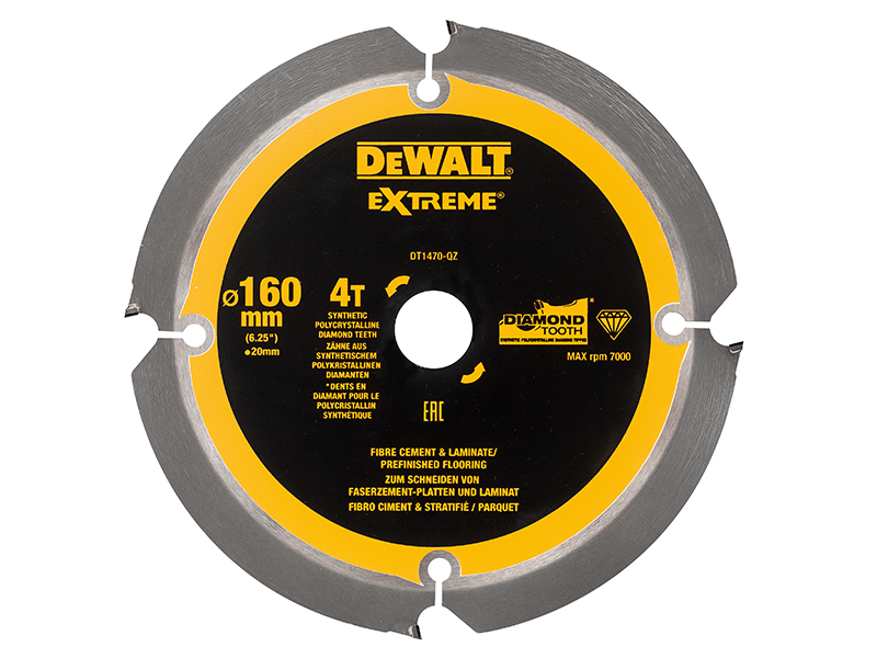 DeWALT Power Tools Extreme PCD Fibre Cement Saw Blade 160 x 20mm x 4T DEWDT1470QZ