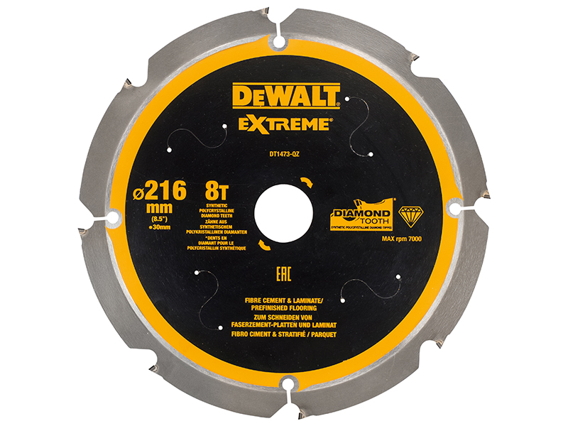 DeWALT Power Tools Extreme PCD Fibre Cement Saw Blade 216 x 30mm x 8T DEWDT1473QZ