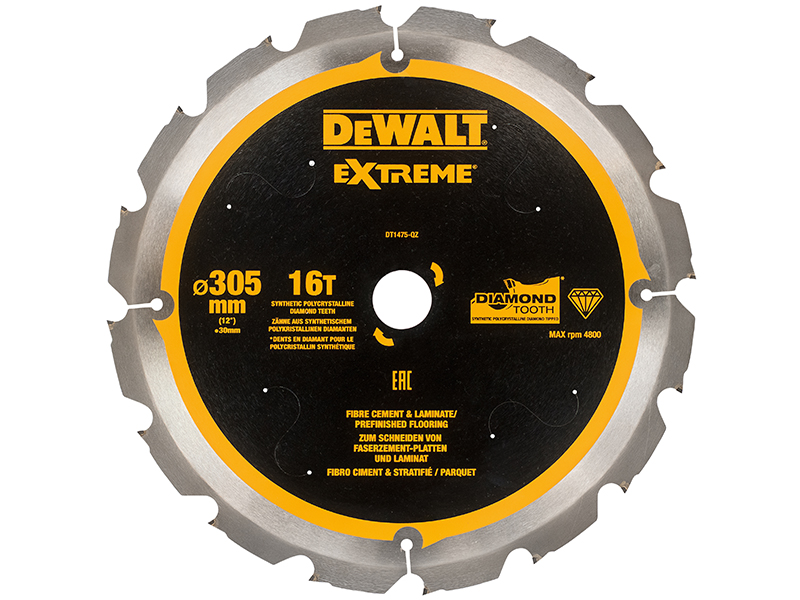 DeWALT Power Tools Extreme PCD Fibre Cement Saw Blade 305 x 30mm x 16T DEWDT1475QZ