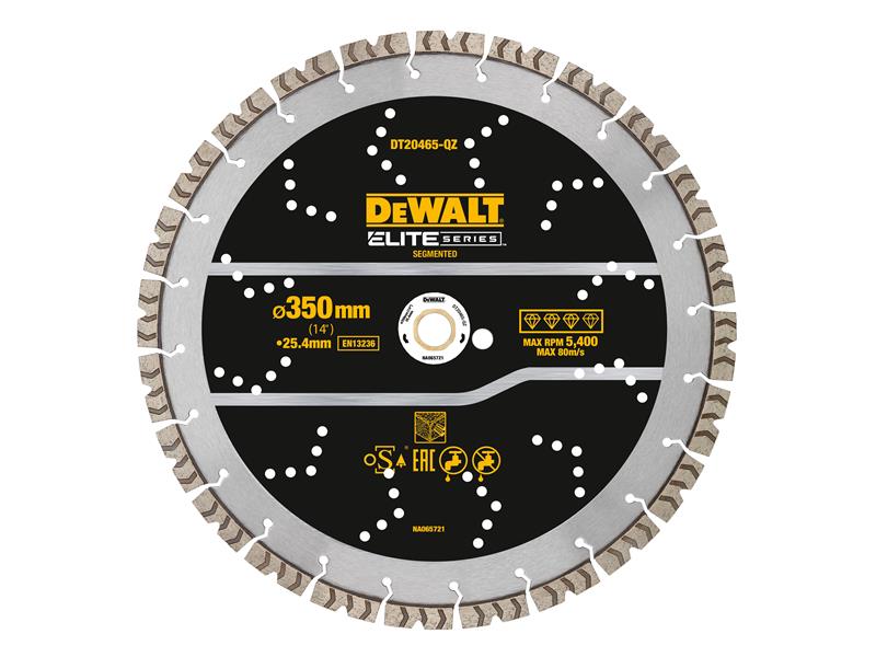 DeWALT Power Tools ELITE SERIES Rebar Concrete Diamond Wheel 350 x 25.4mm DEWDT20465QZ