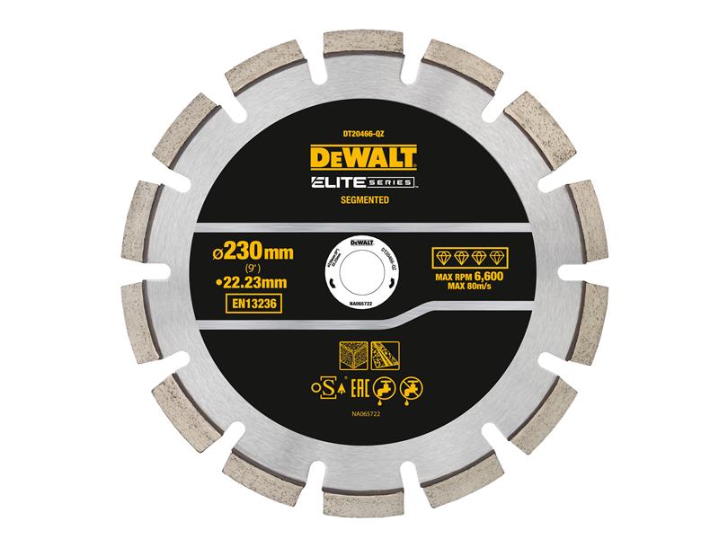 DeWALT Power Tools ELITE SERIES Asphalt Diamond Segmented Wheel 230 x 22.23mm DEWDT20466QZ