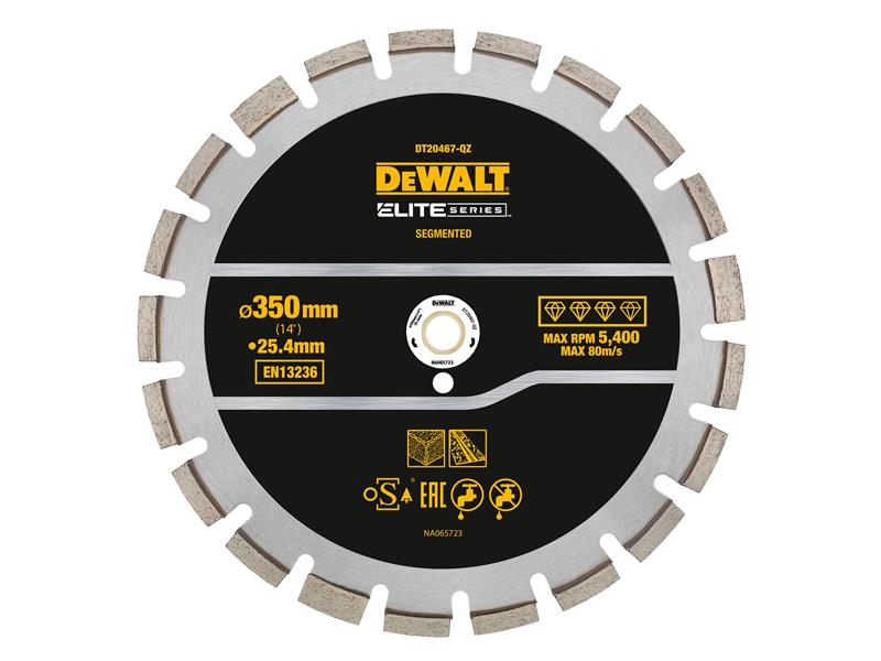 DeWALT Power Tools ELITE SERIES Asphalt Diamond Segmented Wheel 350 x 25.4mm DEWDT20467QZ