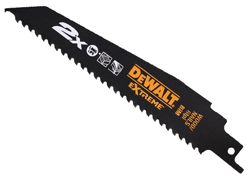 DeWALT Power Tools 2X Life Wood &amp; Nail Reciprocating Blade 152mm x 6 TPI Pack of 5 DEWDT2300LQZ