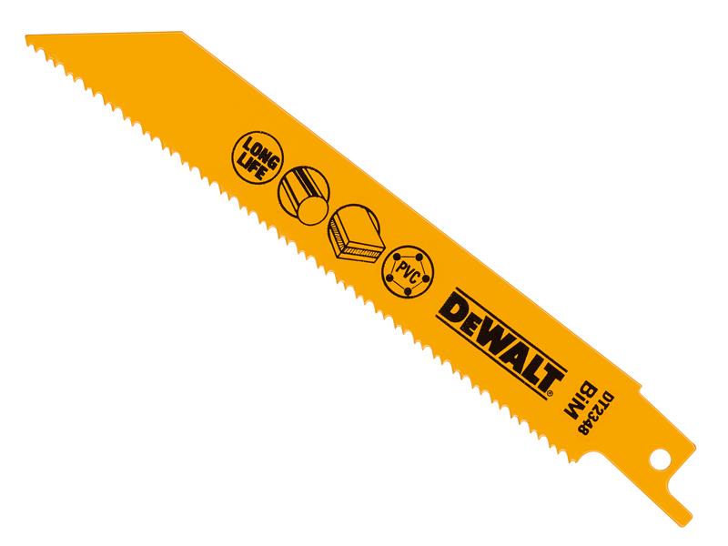 DeWALT Power Tools Bi-Metal Reciprocating Blade for Plastic &amp; Pipes 152mm( Pack 5) DEWDT2348QZ