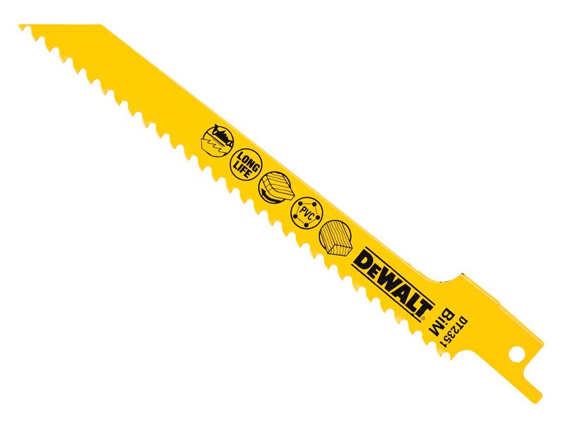DeWALT Power Tools Bi-Metal Reciprocating Blade for Wood, Fine Fast Cuts 152mm x 6 TPI (Pack 5) DEWDT2351QZ
