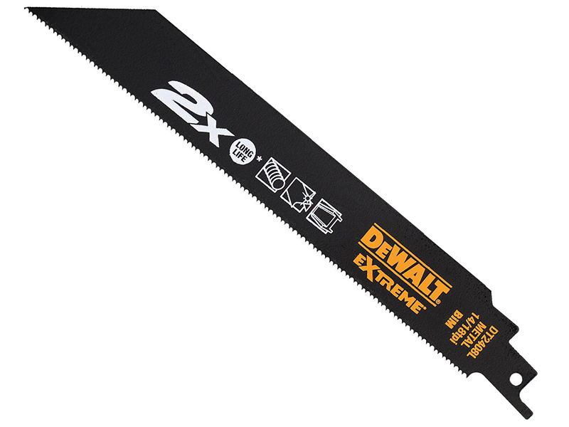 DeWALT Power Tools 2X Life Metal Reciprocating Blade 203mm x 14/18 TPI Pack of 5 DEWDT2408LQZ