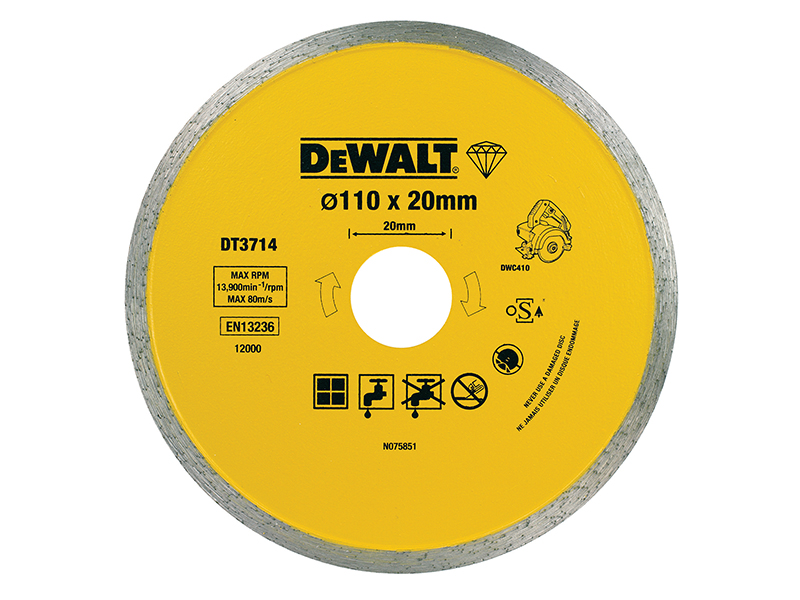 DeWALT Power Tools DT3714 Diamond Tile Blade 110 x 20mm DEWDT3714QZ