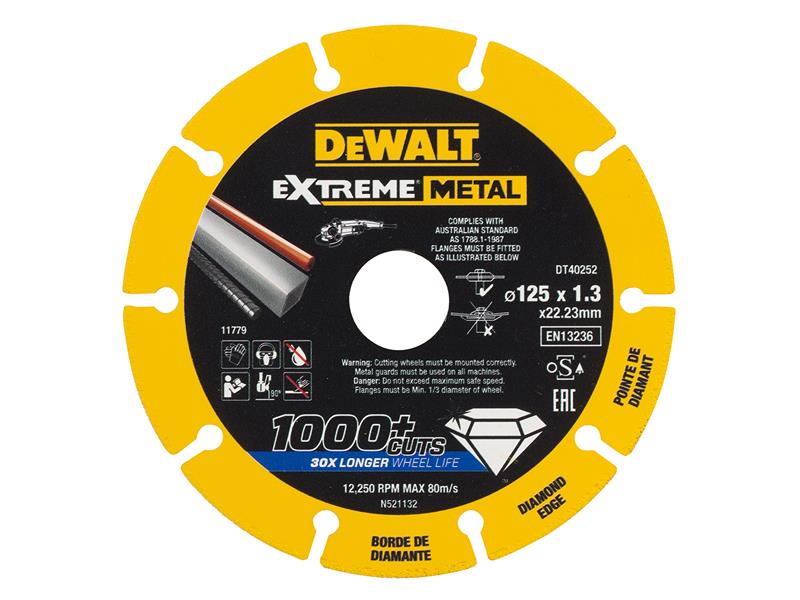 DeWALT Power Tools DT40252 Extreme Diamond Metal Cutting Disc 125 x 22.23 x 1.3mm DEWDT40252QZ