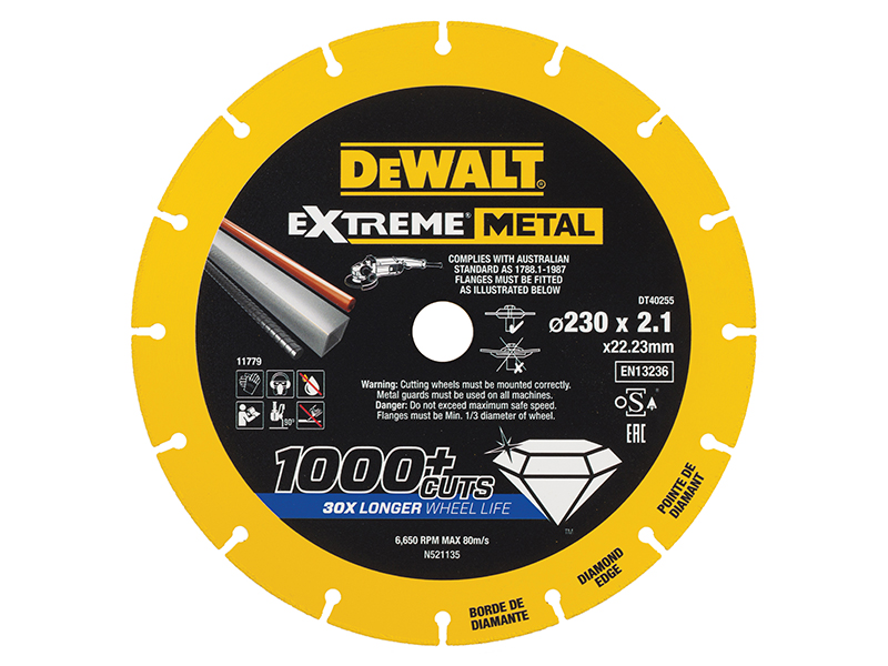 DeWALT Power Tools Extreme Metal Cut Off Saw Blade 230 x 22.23 x 2.10mm DEWDT40255QZ