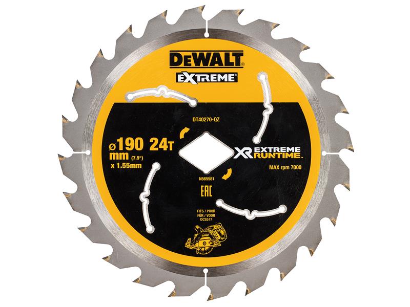 DeWALT Power Tools Extreme Runtime FlexVolt Circular Saw Blade 190mm x Diamond x 24T DEWDT40270QZ