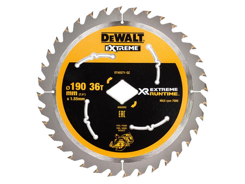 DeWALT Power Tools Extreme Runtime FlexVolt Circular Saw Blade 190mm x Diamond x 36T DEWDT40271QZ