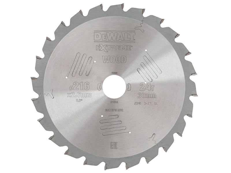 DeWALT Power Tools Series 60 Circular Saw Blade 216 x 30mm x 24T ATB/Neg DEWDT4310QZ