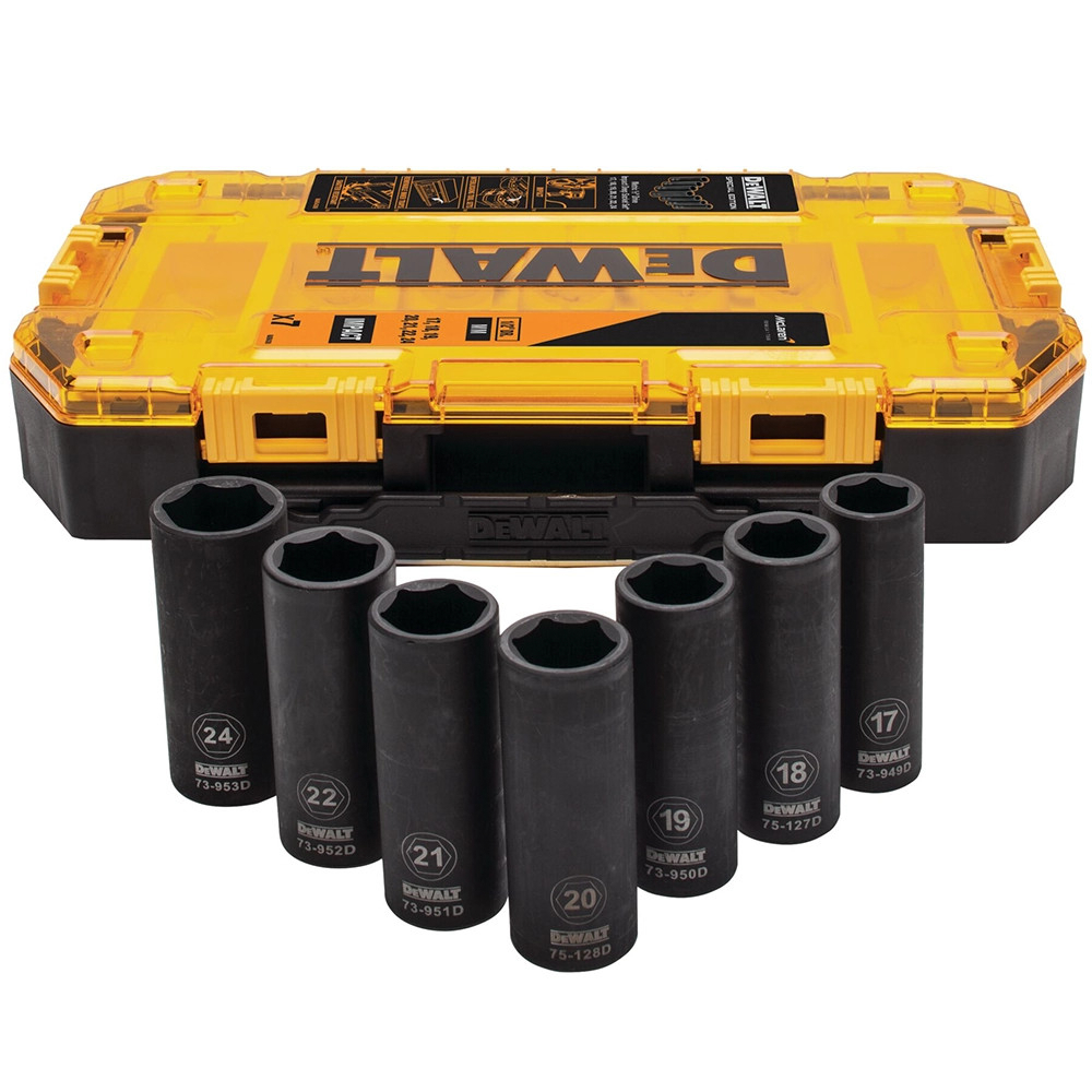 DEWALT x McLaren DEWDT70905QZ 7pc 1/2in Drive Deep Impact Socket Set 17mm > 24mm