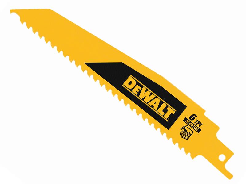 DeWALT Power Tools Bi-Metal Wood Demolition Reciprocating Blade 152mm x 6 TPI (Pack 5) DEWDT90380QZ