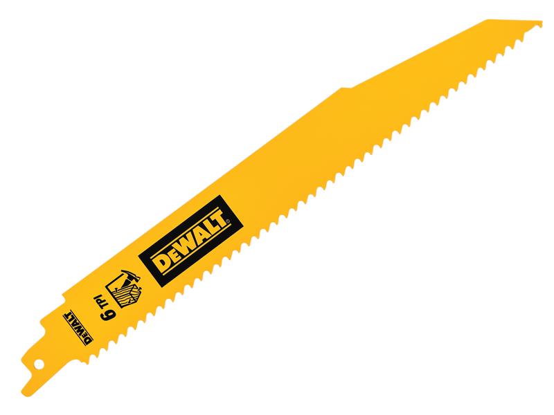 DeWALT Power Tools Bi-Metal Wood Demolition Reciprocating Blade 228mm x 6 TPI (Pack 5) DEWDT90381QZ