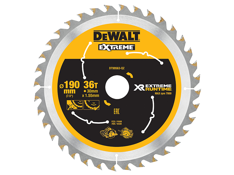 DeWALT Power Tools XR FlexVolt Circular Saw Blade 190 x 30mm x 36T DEWDT99563QZ