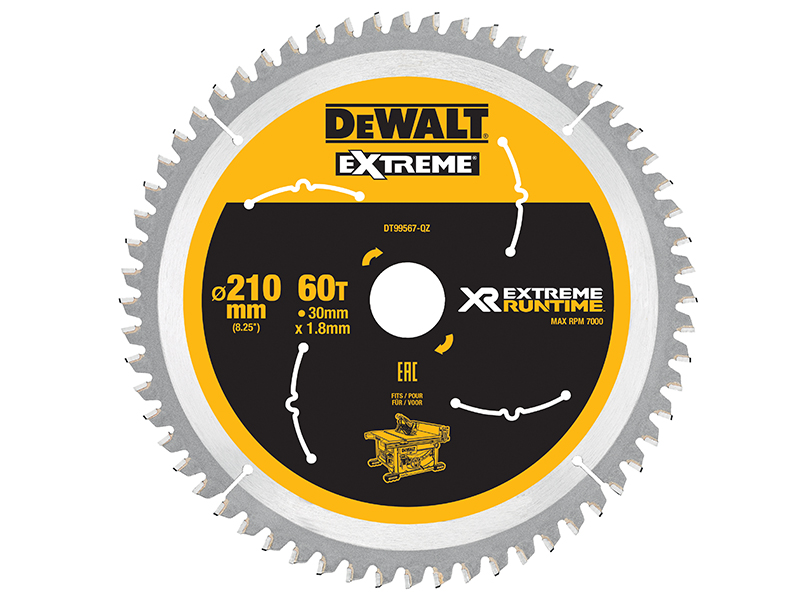DeWALT Power Tools XR FlexVolt Table Saw Blade 210 x 30mm x 60T DEWDT99567QZ