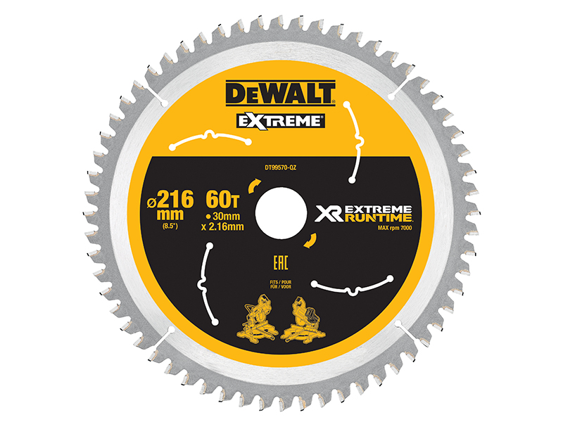 DeWALT Power Tools XR FlexVolt Circular Saw Blade 216 x 30mm x 60T DEWDT99570QZ