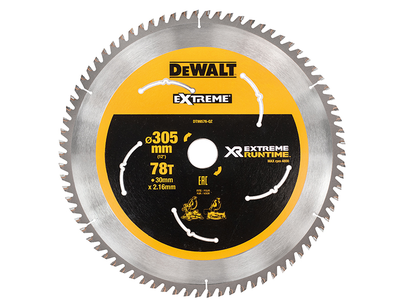 DeWALT Power Tools XR FlexVolt Mitre Saw Blade 305 x 30mm x 78T DEWDT99576QZ