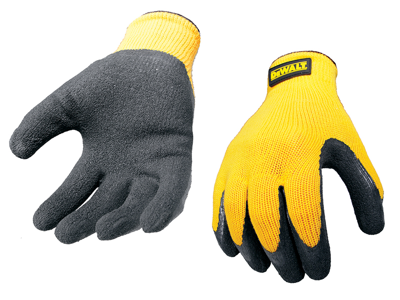 DeWALT Power Tools Yellow Knit Back Latex Gloves - Large DEWGRIPPER