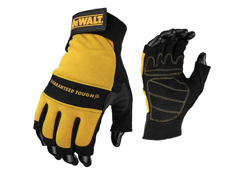 DeWALT Power Tools Fingerless Synthetic Padded Leather Palm Gloves - Large DEWPERFORM4