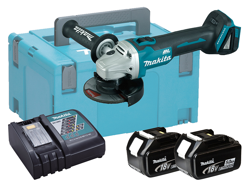 Makita 18V Brushless Angle Grinder 115mm LXT - DGA454 - 5.0Ah Pack