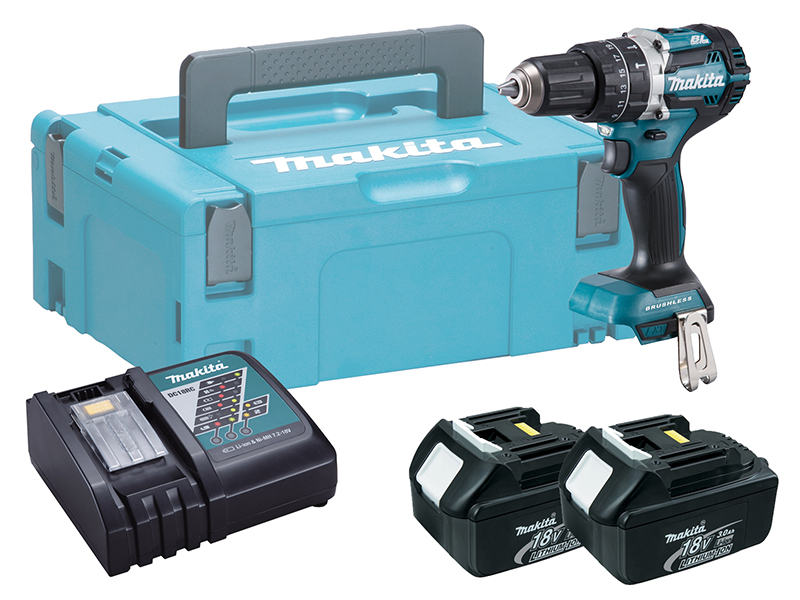 Makita 18v Brushless Combi Hammer Driver Drill - DHP484RFE - 3.0ah Pack