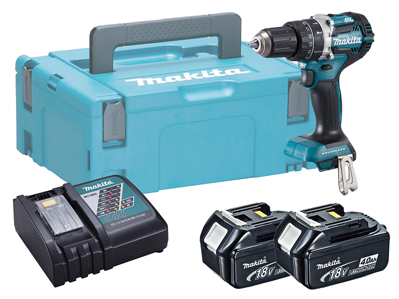 Makita 18v Brushless Combi Hammer Driver Drill - DHP484RME - 4.0ah Pack