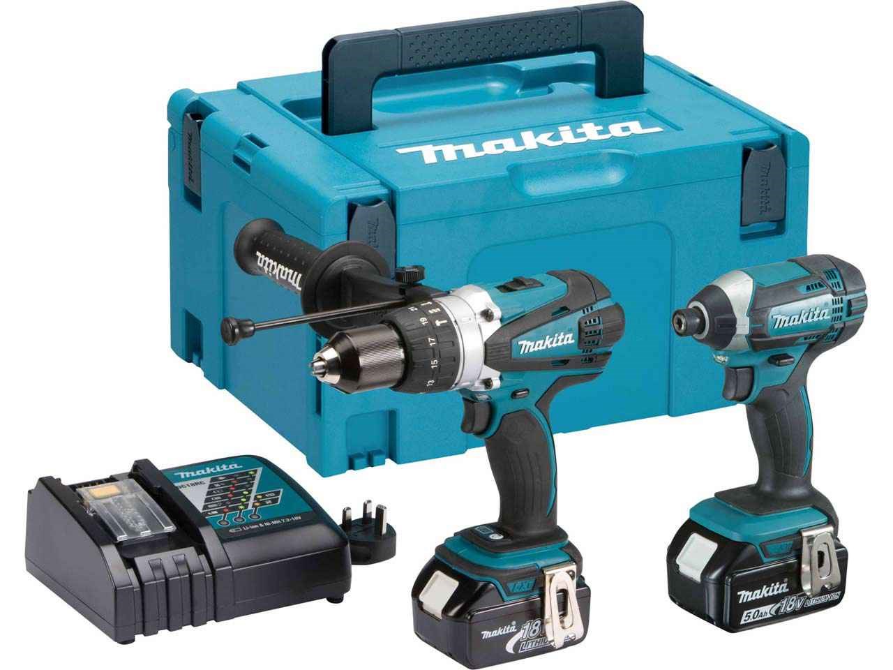 Makita DLX2145TJ 18V Brushed LXT DHP458 Combi Drill &amp; DTD152 Impact Driver - 5.0Ah Pack