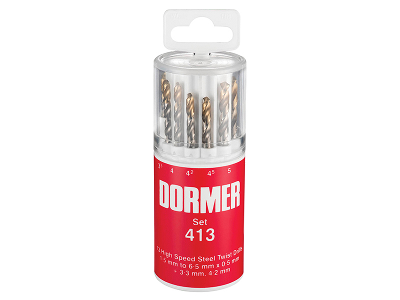 Dormer A094 No.413 HSS TiN Coated Drill Set of 13 1.5- 6.50mm x 0.5mm DORA094413