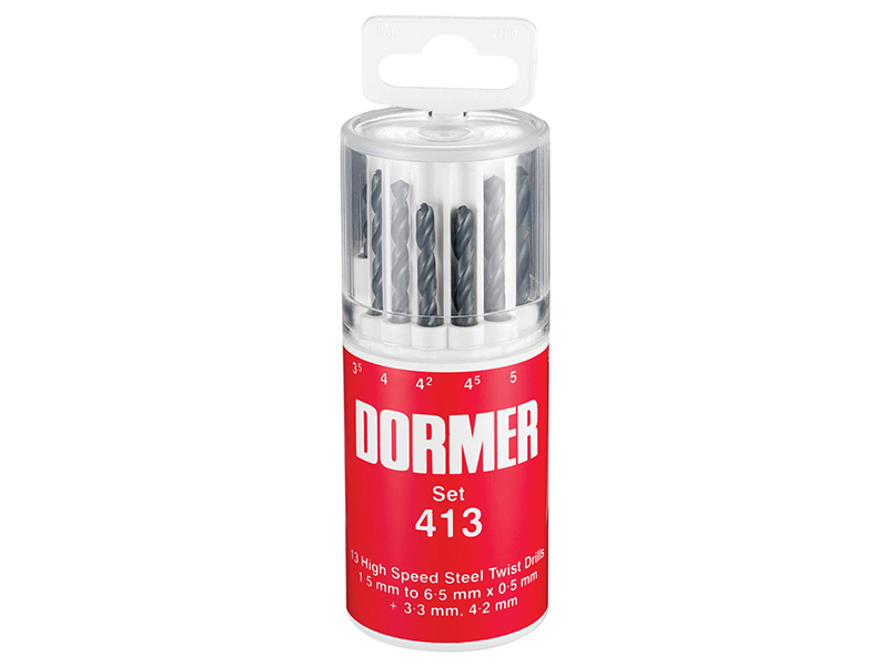 Dormer A191 No.413 Metric HSS Drill Set of 13 1.5-6.5 x 0.5mm DORSET413