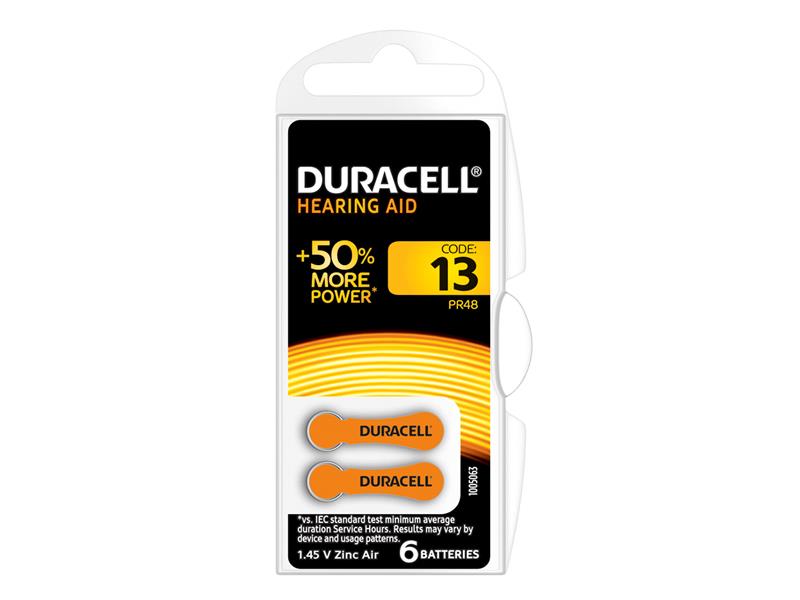 Duracell Hearing Aid Batteries Size 13 (6 Pack) DUR13