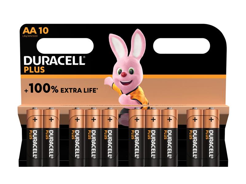 Duracell AA Cell Plus Power +150% Batteries (Pack 10) DURAA100PP10