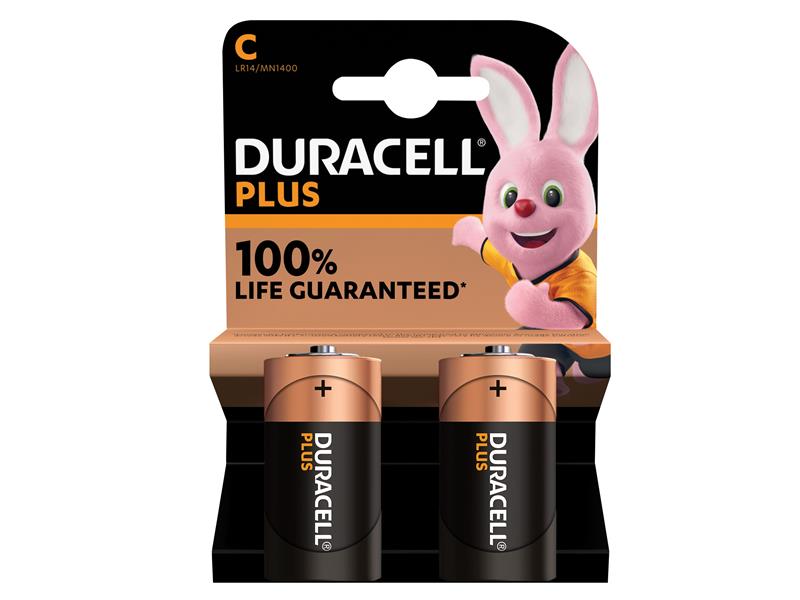 Duracell C Cell Plus Power +100% Batteries (Pack 2) DURC100PP2