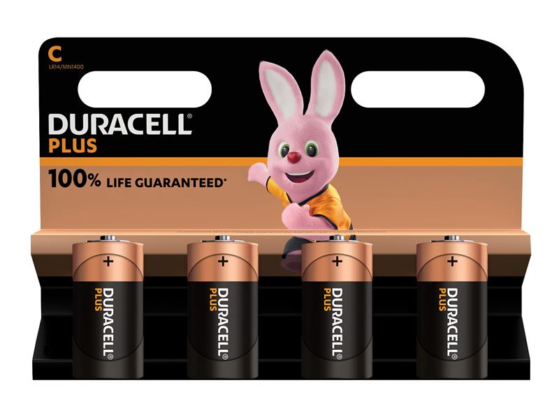Duracell C Cell Plus Power +100% Batteries (Pack 4) DURC100PP4