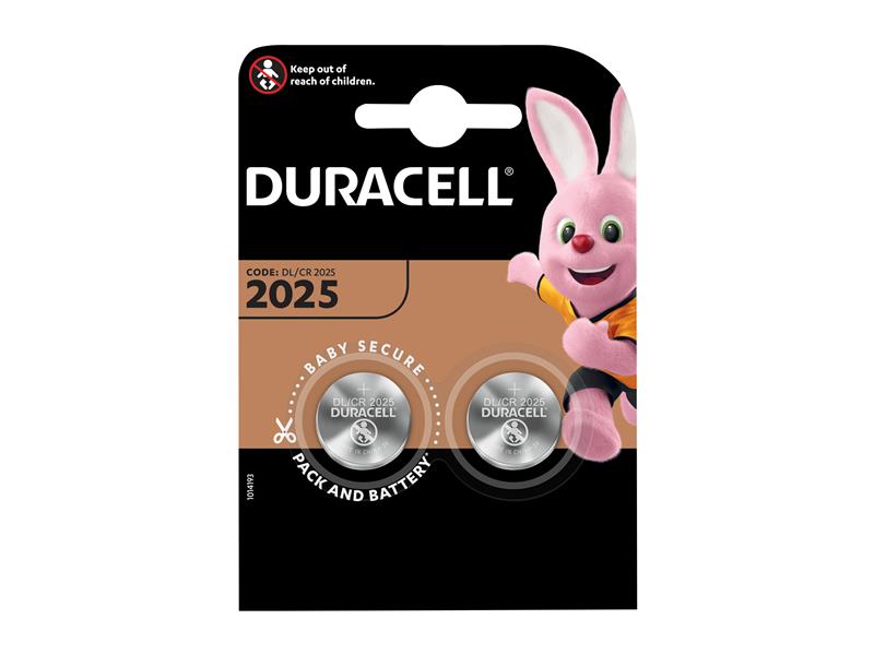Duracell CR2025 Coin Lithium Battery (Pack 2) DURCR2025