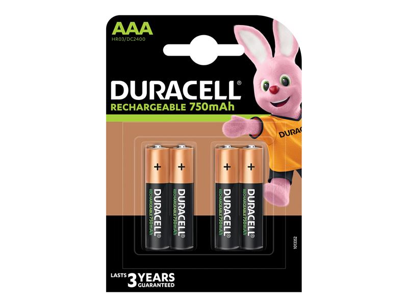 Duracell AAA Cell 750Mah Rechargeable Batteries (Pack 4) DURS5272