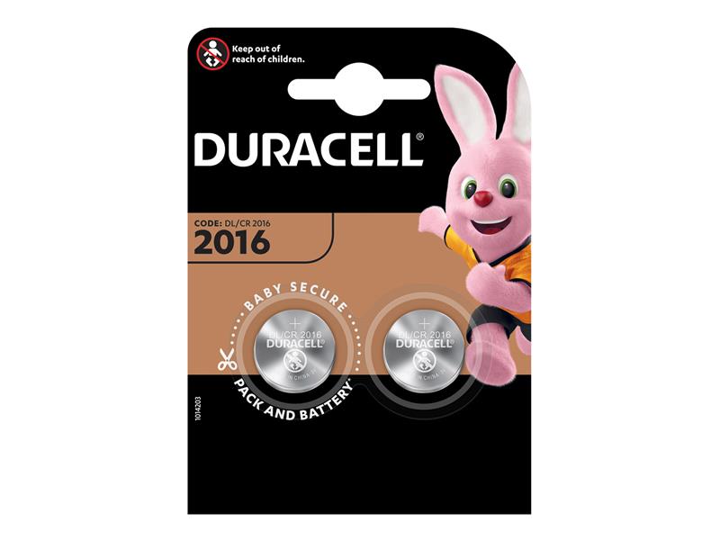 Duracell 2016 Lithium Coin Battery 3V (Pack 2) DURS5735