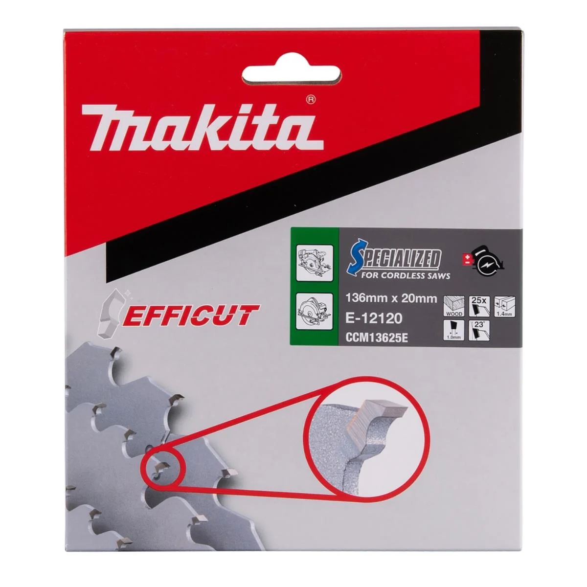 Makita E-12120 Efficut Circular Saw Blade - 136mm x 20mm x 25th - WOOD