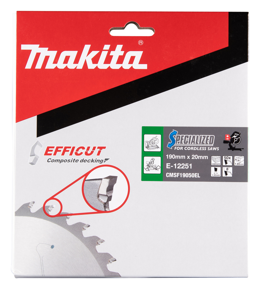 Makita E-12251 Circular Saw Blade - Efficut TCT - 190mm x 20mm x 50Th
