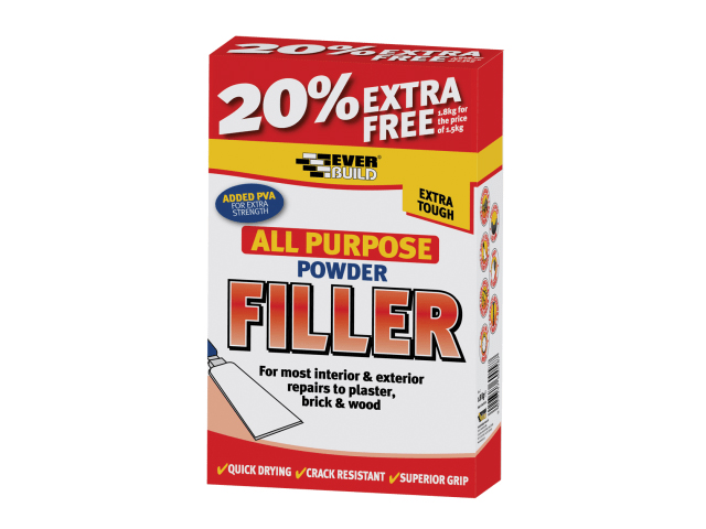 Everbuild All Purpose Powder Filler 1.5kg + 20% Free