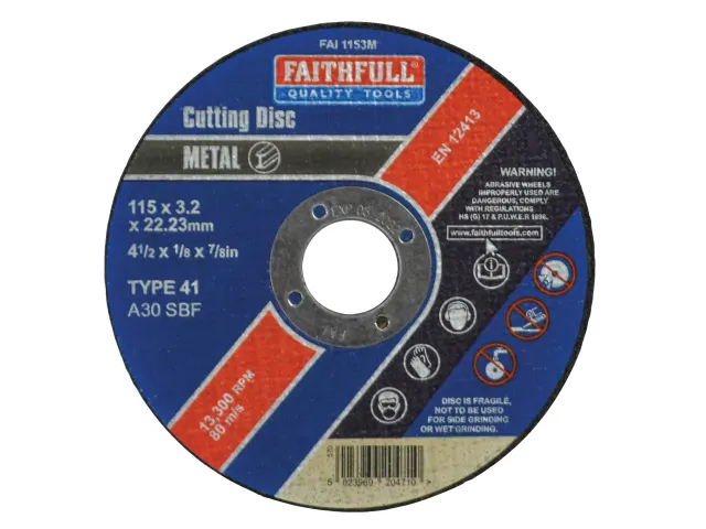 Faithfull Metal Cutting Disc 115mm x 3.2mm x 22.23mm