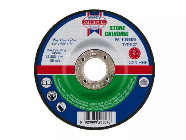 Faithfull Stone Grinding Disc Depressed Centre 115mm x 6mm x 22.23mm