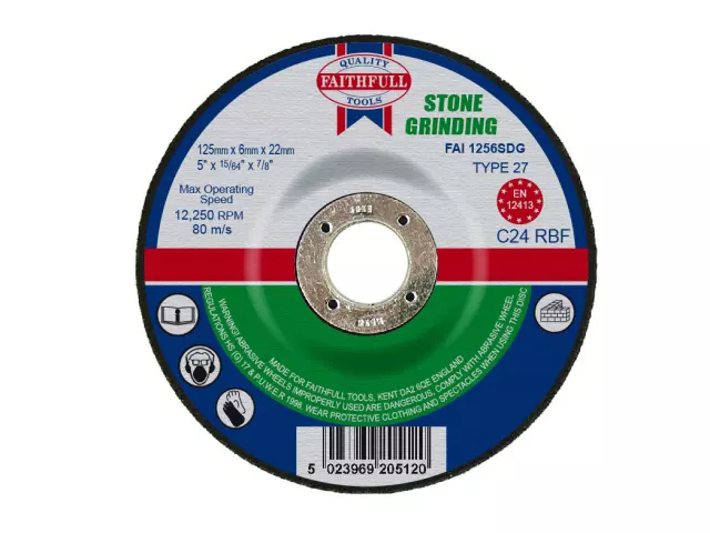 Faithfull Stone Grinding Disc Depressed Centre 125mm x 6mm x 22.23mm