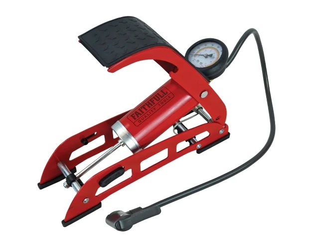 Faithfull Foot Pump Single Cylinder With Gauge