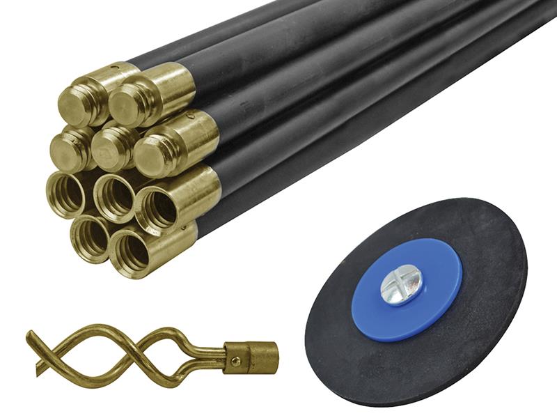 Faithfull FAIDRSET12 Universal Drain Clean Set (10 x Rods Plunger & Worm)