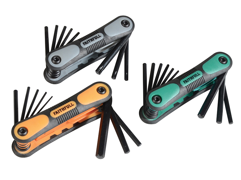 Faithfull Set of 3 Folding Hexagon Key Sets (Metric/Imperial/Torx)